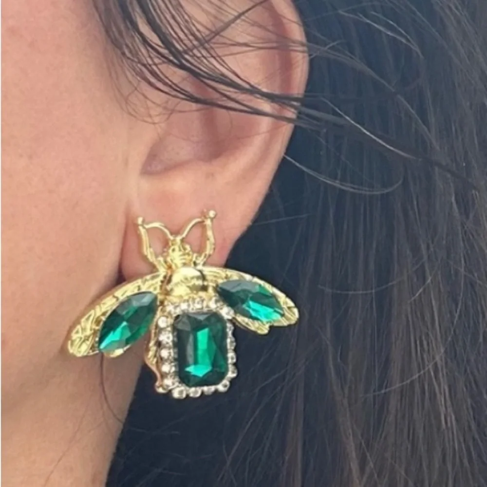 Emerald Bee Earrings